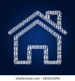 Digital zero and one number word cloud in home icon, vector file for EPS10