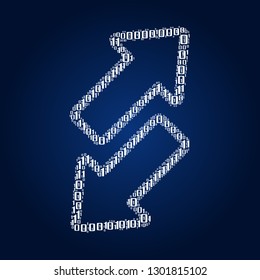 Digital zero and one number word cloud in transfer arrow shape, vector file for EPS10