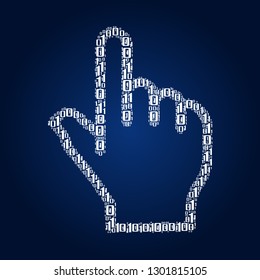 Digital zero and one number word cloud in cursor and pointer shape, vector file for EPS10