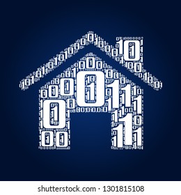 Digital zero and one number word cloud in home icon, vector file for EPS10