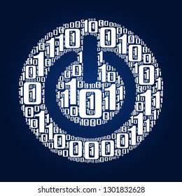 Digital zero and one number word cloud in start icon, vector file for EPS10