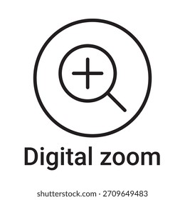 Icono de zoom digital. Símbolo de línea de Vector para un Sitio web, tarjeta de producto, presentación y App móvil, embalaje o instrucción. Signo de esquema editable