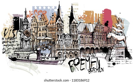 Digitaldrawing with scanned handdrawn elements and paintings