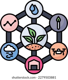 digitalization in agriculture process Concept Vector Icon Design, Smart farming symbol, e-agriculture Sign, digital agricultural revolution stock illustration