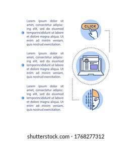 Digitalization concept icon with text. Data science. Technology innovation. Digital transformation PPT page vector template. Brochure, magazine, booklet design element with linear illustrations