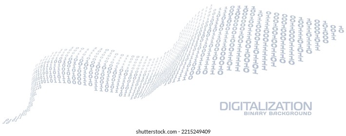 Digitalización. Secuencia curva binaria digital con unos y ceros. Gráficos vectoriales