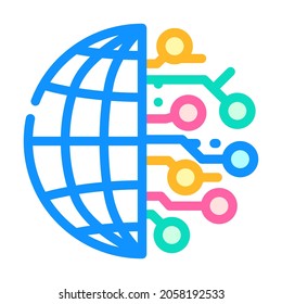 digitalization global business color icon vector. digitalization global business sign. isolated symbol illustration