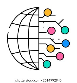digitalization global business line icon vector. digitalization global business sign. isolated symbol illustration