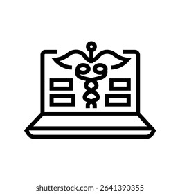 digitalization healthcare line black icon. Sign for web page, mobile app, button, logo. Vector isolated button. Editable stroke.