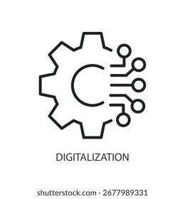 Digitalization hin line vector icons.