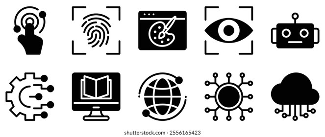 Digitalization Icon Set Modern Solid Style Collection for Technological Transformation