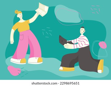 Digitalization illustration on green background
