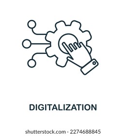 Icono de línea de digitalización. Icono de esquema de digitalización simple monocromo para plantillas, diseño web e infografías