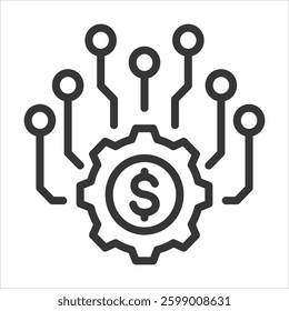 Digitalization Outline Icon Vector Illustration