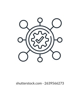 Digitalization transformation of technologies in business. Vector linear icon illustration isolated on white background.