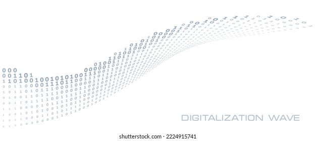 Onda de digitalización. Línea curva de unos y ceros. Gráficos vectoriales digitales