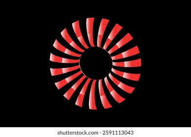 A digitally crafted red and black abstract circular design on a dark background, featuring captivating gradients and symmetry.