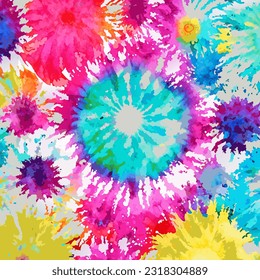 A digitally created, bohemian abstract style surface textile art with colorful alcohol ink tie dye pattern. 
