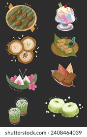 Digitally created illustration of traditional food from Central Java, Indonesia. The text is the Indonesian food's name. 