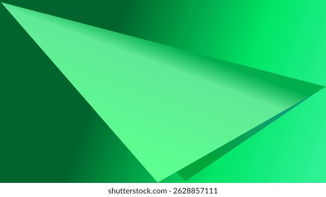 A digitally created image featuring an abstract geometric shape, a triangle, layered over a gradient background in varying shades of green. 