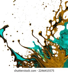 A digitally created marbled texture resembling dripping alcohol ink, with turquoise and bronze coloring.

