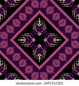 Digitally created motif of floral patterns and geometric shapes on background Native American ornament. Ethnic South Western decor style. Boho geometric ornament. Vector seamless pattern. Mexican