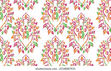 Digitally created motif of floral patterns and geometric shapes on white background."This content was created using vector drawing tools and software, not generated by AI"