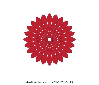 A digitally created red mandala-style floral pattern with radial symmetry. The design features multiple petal-like shapes arranged in circular layers, forming a decorative abstract artwork. Ideal for 