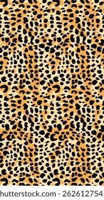 Digitally created, repeating, leopard print pattern, with a variety of shades and sizes of spots.