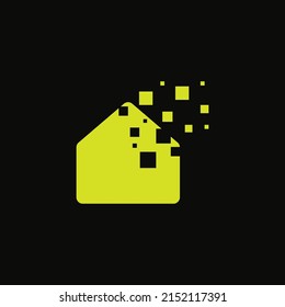 Logo de la forma de la casa que desaparece digitalmente