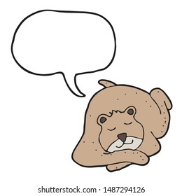 digitally drawn illustration bear and speech bubble design. hand drawing style