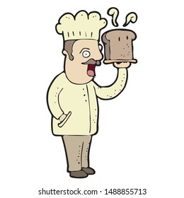 digitally drawn illustration bread chef design. hand drawing style