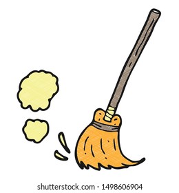 digitally drawn illustration broom design. hand drawn texture style