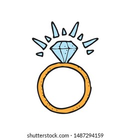 digitally drawn illustration Diamond ring design. hand drawing style