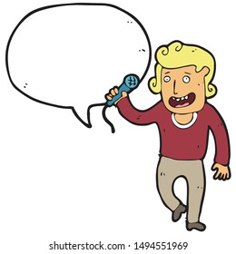 digitally drawn illustration emcee and speech bubbles design. hand drawing style