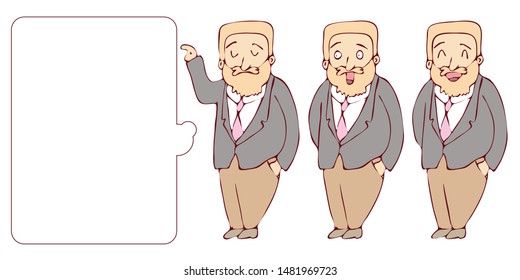 digitally drawn illustration Explainer business man character design