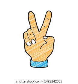 digitally drawn illustration greetings two fingers design. hand drawing shaded style