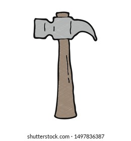 digitally drawn illustration hammer design. hand drawing texture style