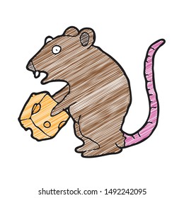 digitally drawn illustration house mouse design. hand drawing shaded style