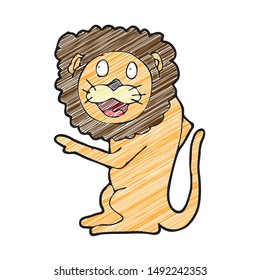 digitally drawn illustration lion character design. hand drawing shaded style