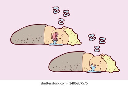 digitally drawn illustration people sleep design. hand drawing style