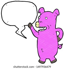 digitally drawn illustration pigs and speech bubbles design. hand drawing texture style