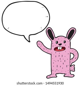 digitally drawn illustration Rabbit characters and speech bubbles design. hand drawing style