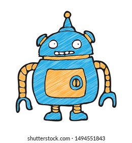 digitally drawn illustration robot design. hand drawing texture style
