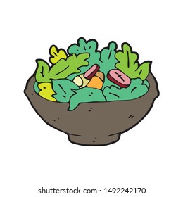 digitally drawn illustration salad design. hand drawing style