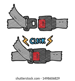digitally drawn illustration seatbelt design. hand drawn texture style
