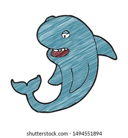 digitally drawn illustration shark design. hand drawing texture style