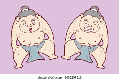 digitally drawn illustration sumo design. hand drawing style