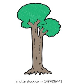 digitally drawn illustration tree design. hand drawing texture style