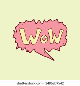 digitally drawn illustration wow text design. hand drawing style